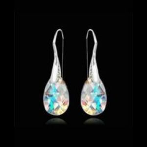 Beautiful Crystal Gemstone Sterling Silver Drop Hook Diamond Stud Earrings